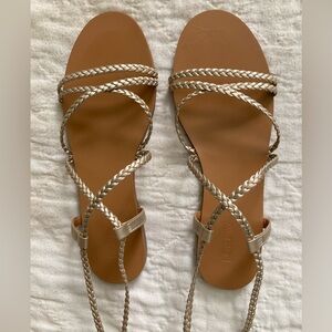 As Low as I will Go! J Crew Braided Ankle Strap Gold Sandals